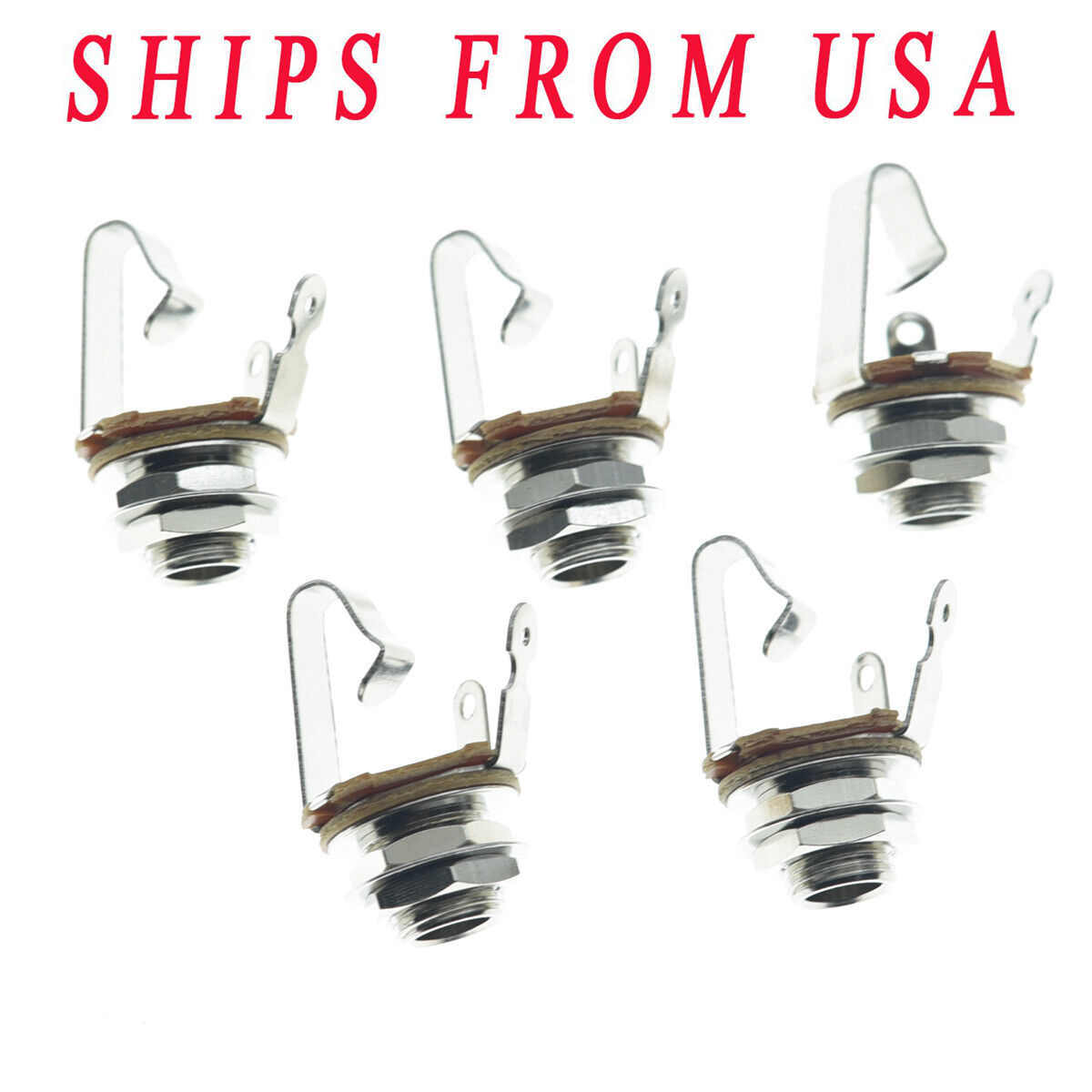 5* Brass Female Guitar/Bass Output/Input Jack 6.35mm TS Mono Panel Mount Jack