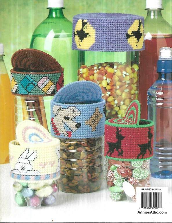 NEW PLASTIC CANVAS BOTTLE TOPS 10 GREAT DESIGNS