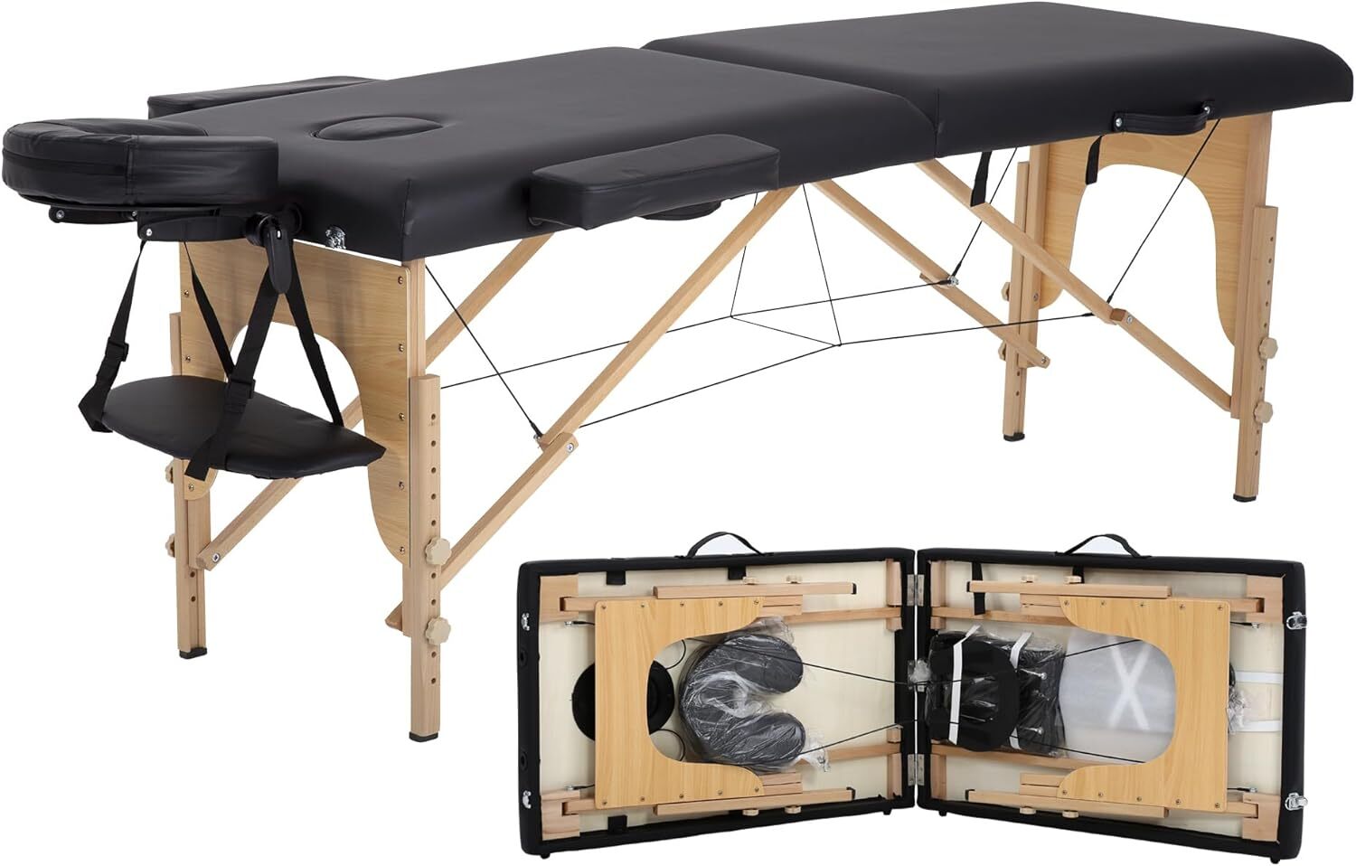 PayLessHere 24" Adjustable Portable Massage Bed Wide Lash Bed 2 Folding Heigh