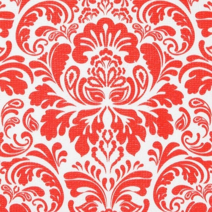 Cleaning Collection Multi-Purpose Microfiber Red Damask Dishtowel Set