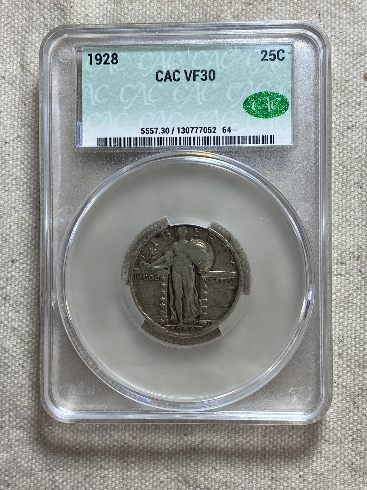 1928 Standing Liberty Quarter CACG VF30 Nice Coin