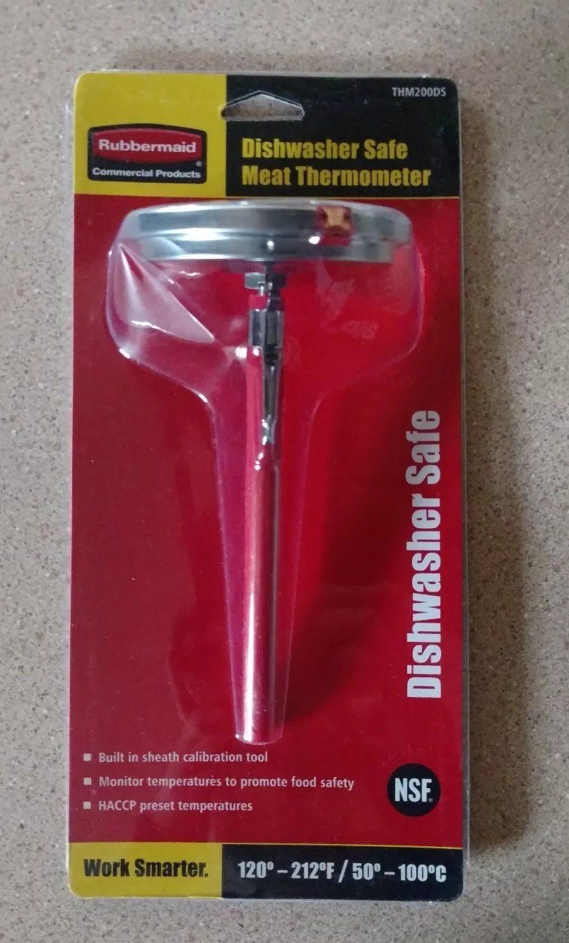 Rubbermaid Commercial Stainless Steel Dishwasher Safe Meat Thermometer Brand New
