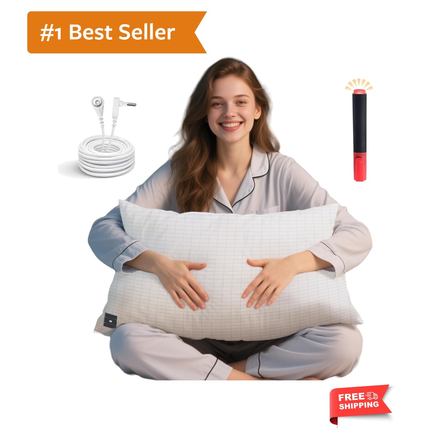 Grounding Pillowcase, 5% Conductive Silver + 95% Soft Cotton Queen Size Earth...