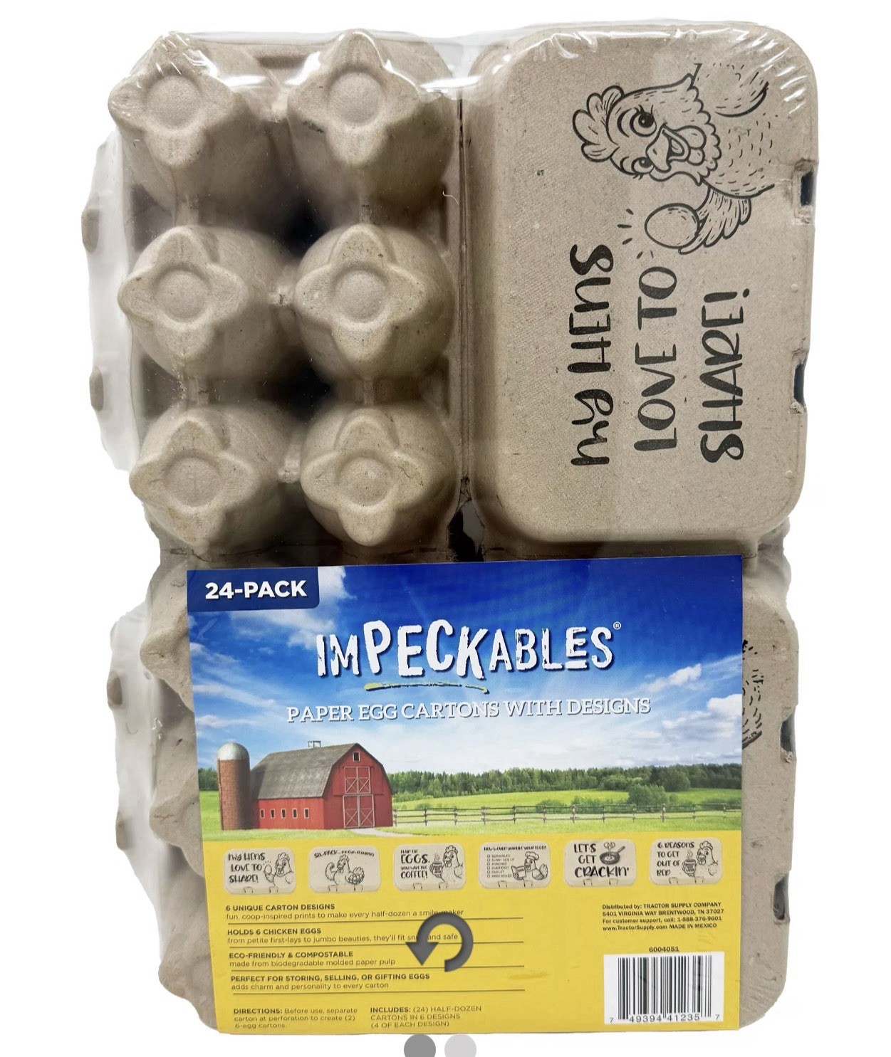 48 Half Dozen Printed Egg Cartons Empty Paper Pulp Eco Friendly (24 Per Pack)