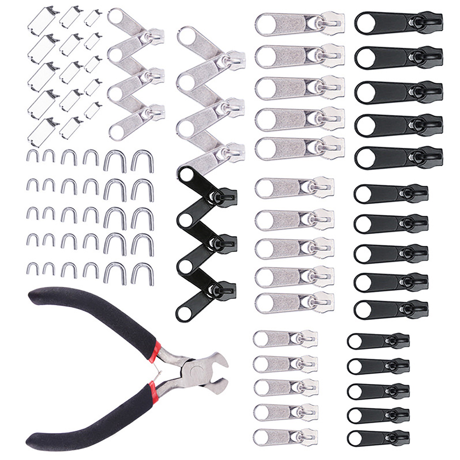 85Pcs/lot Zinc Alloy Tent Jeans Bag Fix Zipper Zip Slider Repair Instant DIY Set
