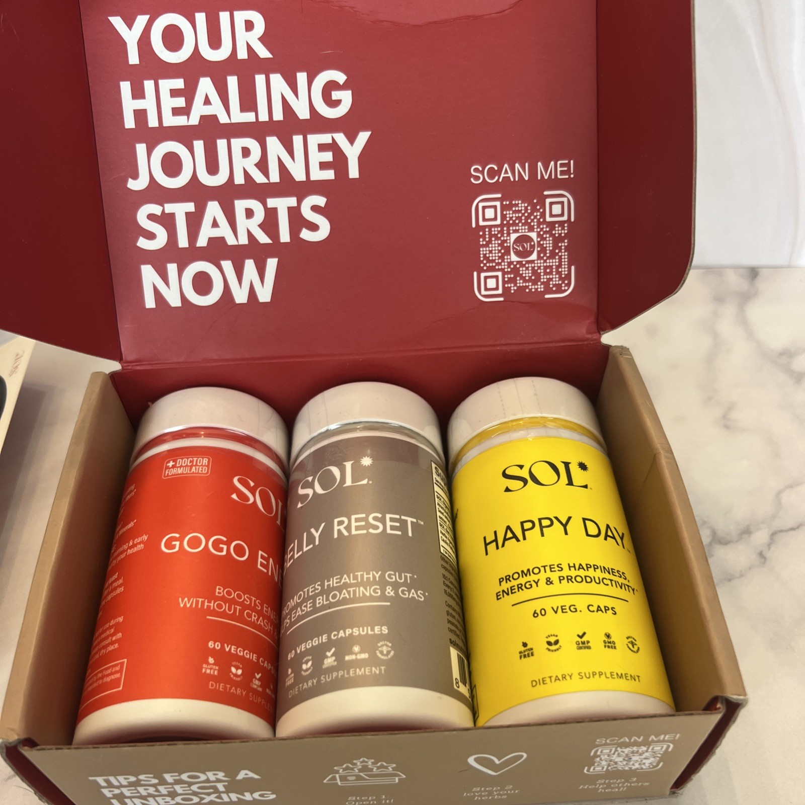 SOL GoGo Energy Supplement: Natural Energy, Belly and happy day LIMITED TRIO