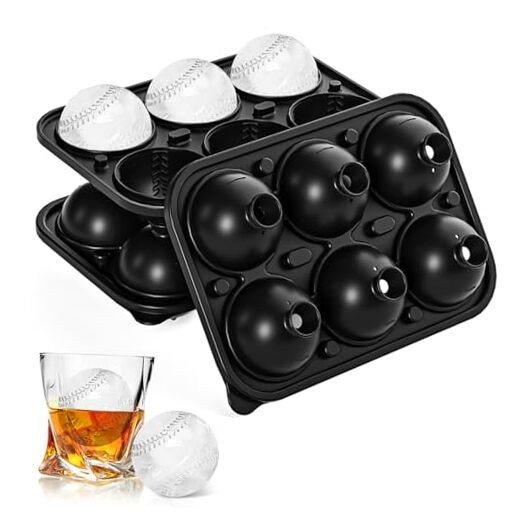 Pack Ice Cube Molds.Inch Large Silicone Ice Cube Molds Fun Shapes Baseball 2