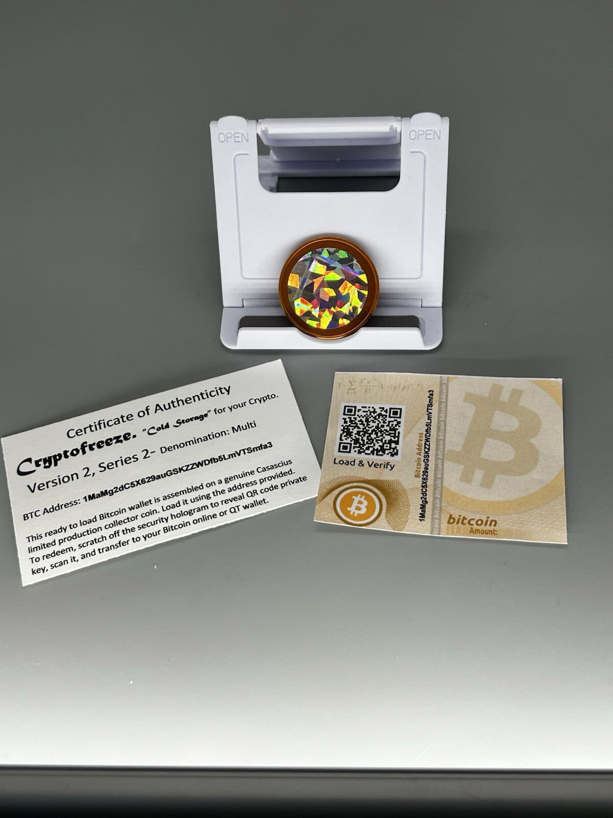 CryptoFreeze V2 Ser 2 unfunded orange genuine Casascius coin -bit coin Lealana