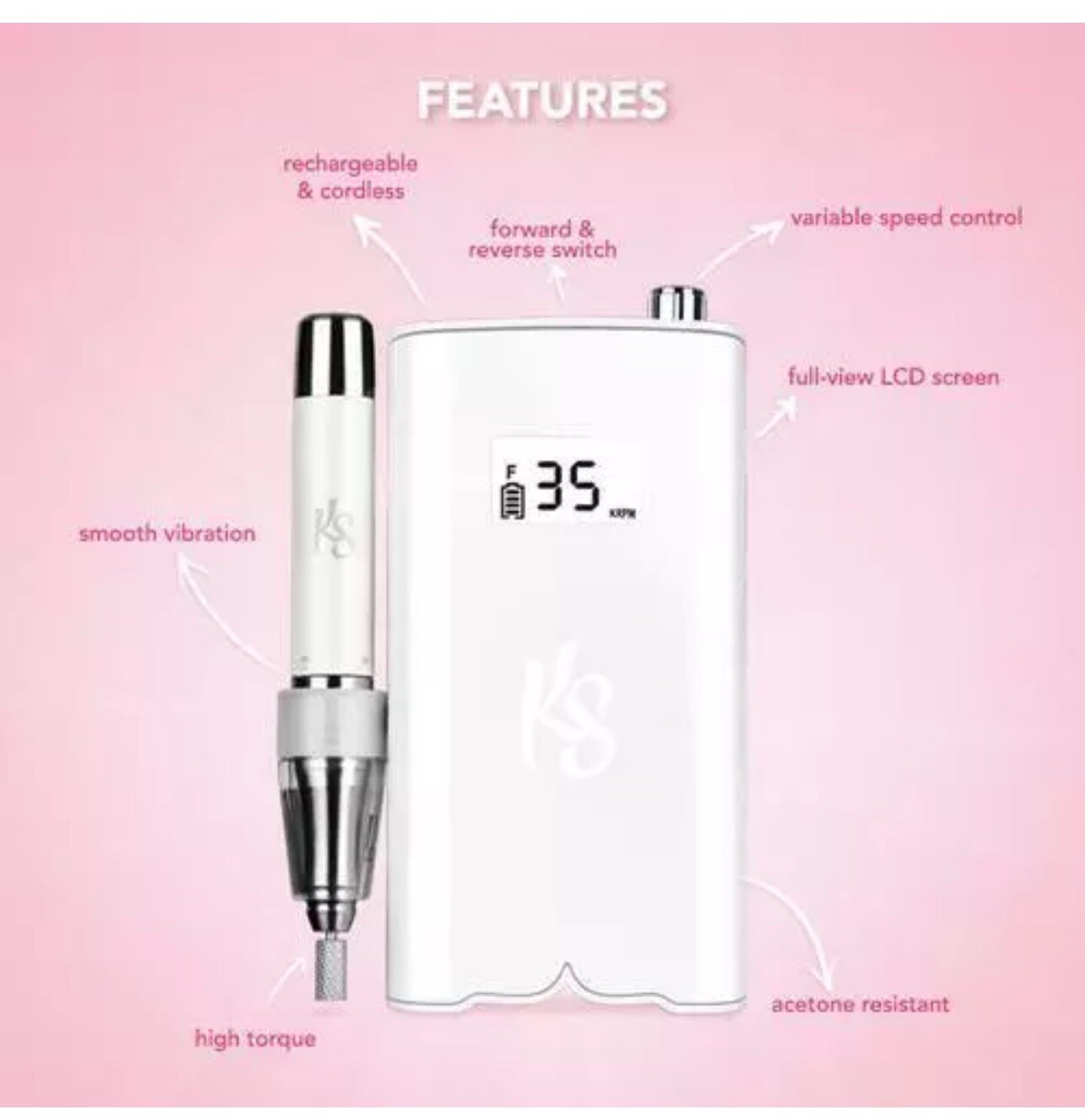 Kiara Sky – Beyond PRO Portable Nail Drill – White Color Brand New Sealed