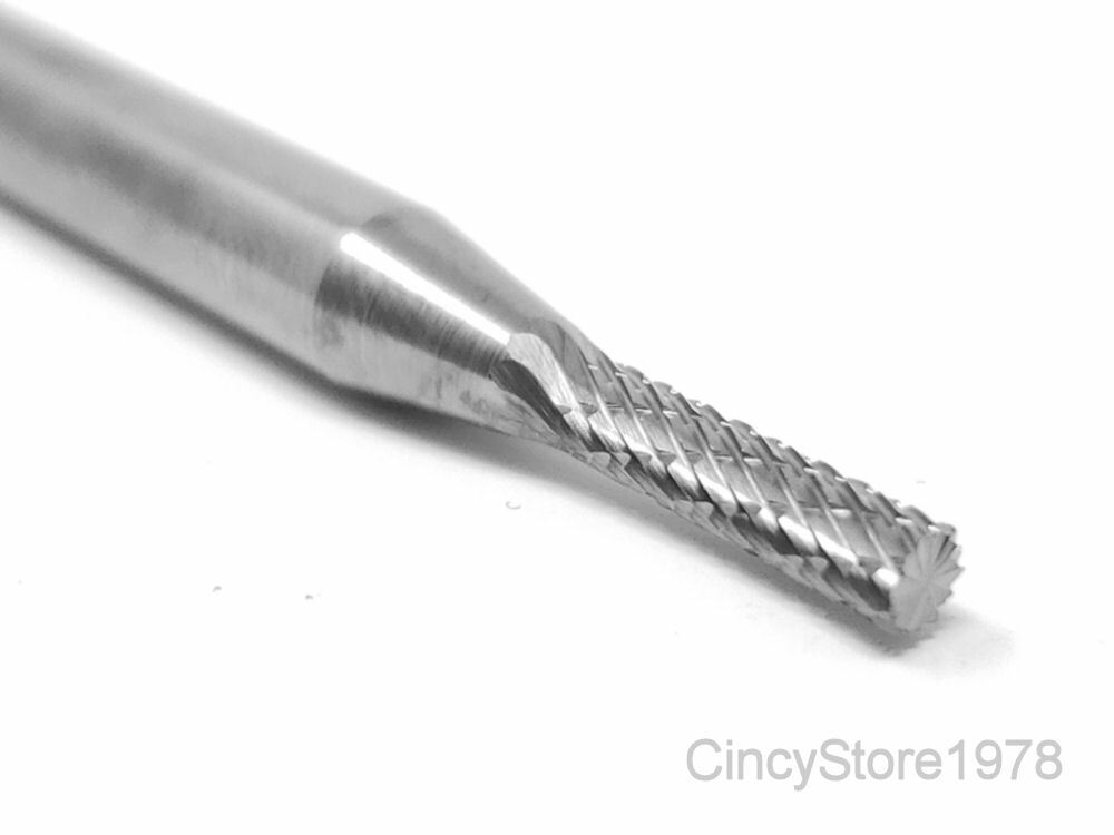 SB11D Cylindrical Tungsten Carbide Burr Bur Cutting Tool Die Grinder Bit 1/4"