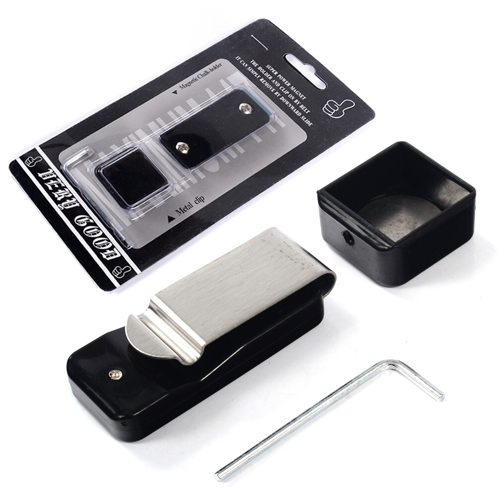 CUESOUL Magnetic Pool Cue Chalk Holder for Billiard Belt Clip-Black