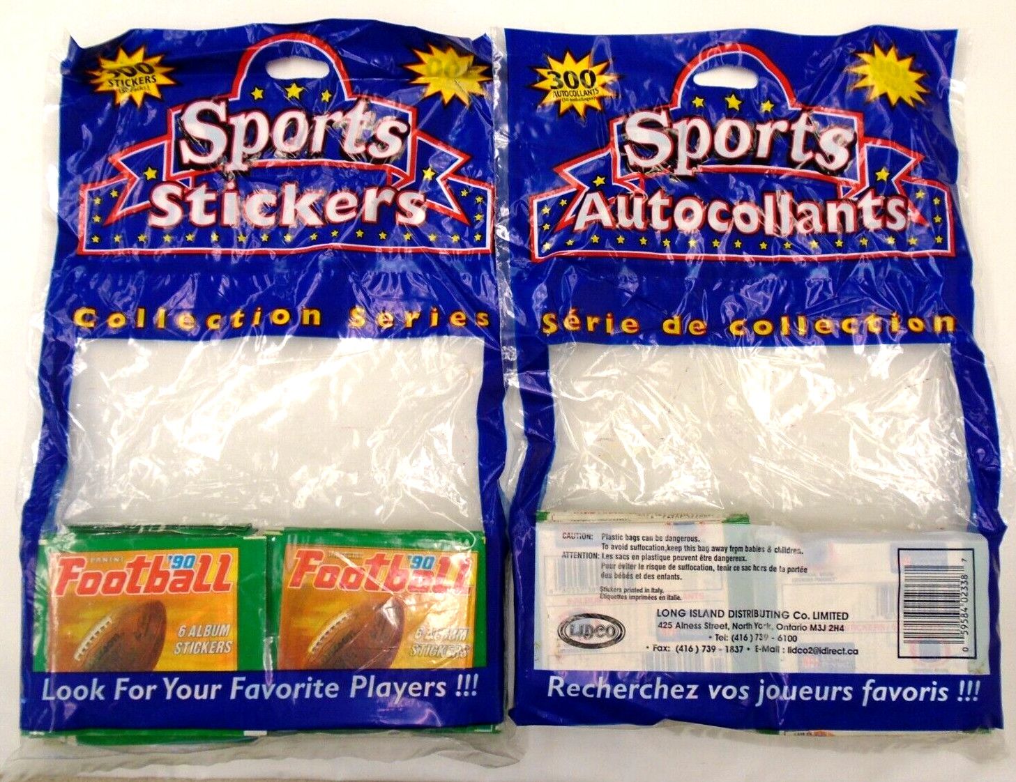 2 1990 Football Panini Football Sports Stickers Collection Series 50 Sealed Pack