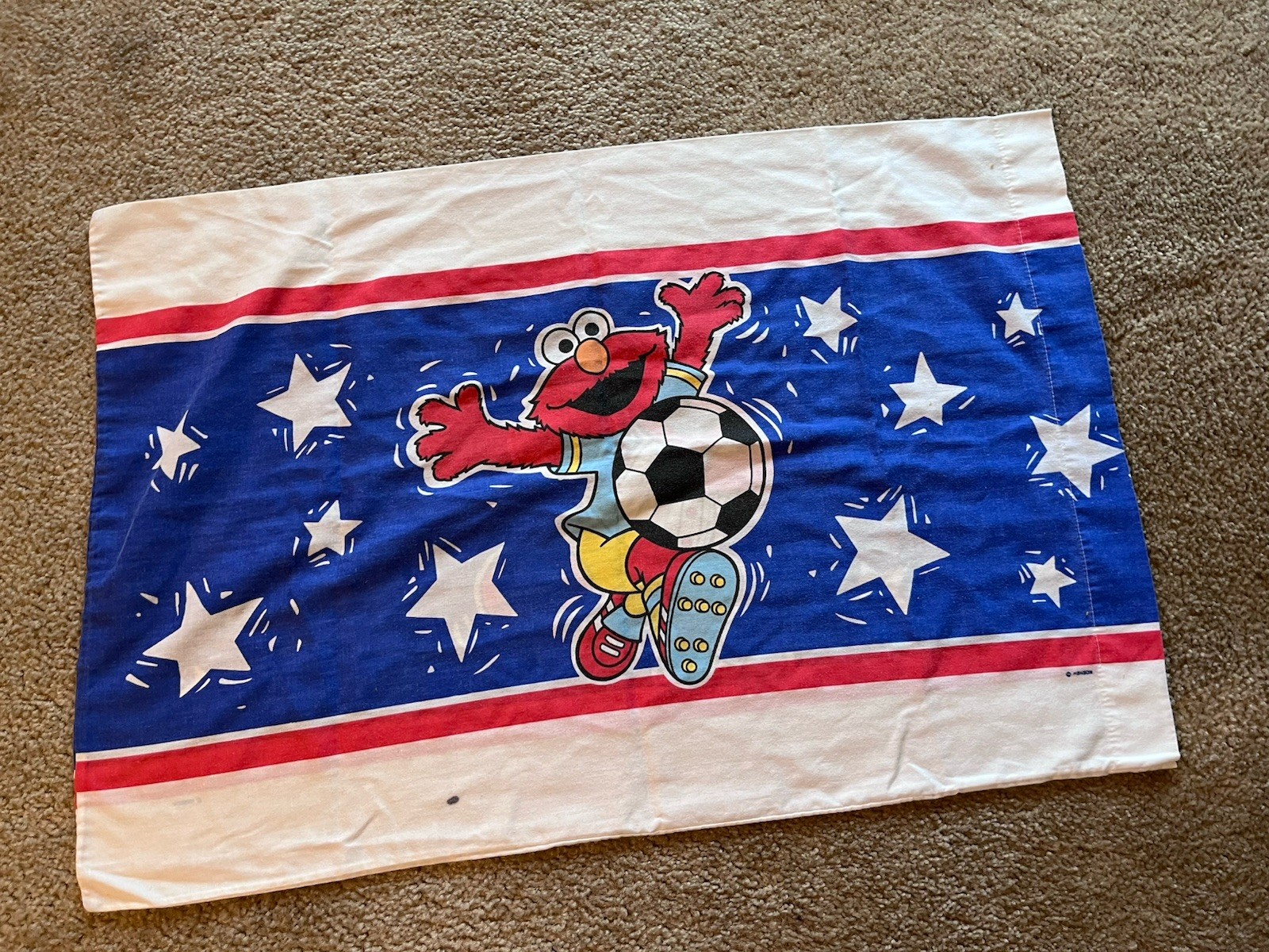 Sesame Street Elmo Standard Pillowcase Sports Stars Blue White Red Yellow