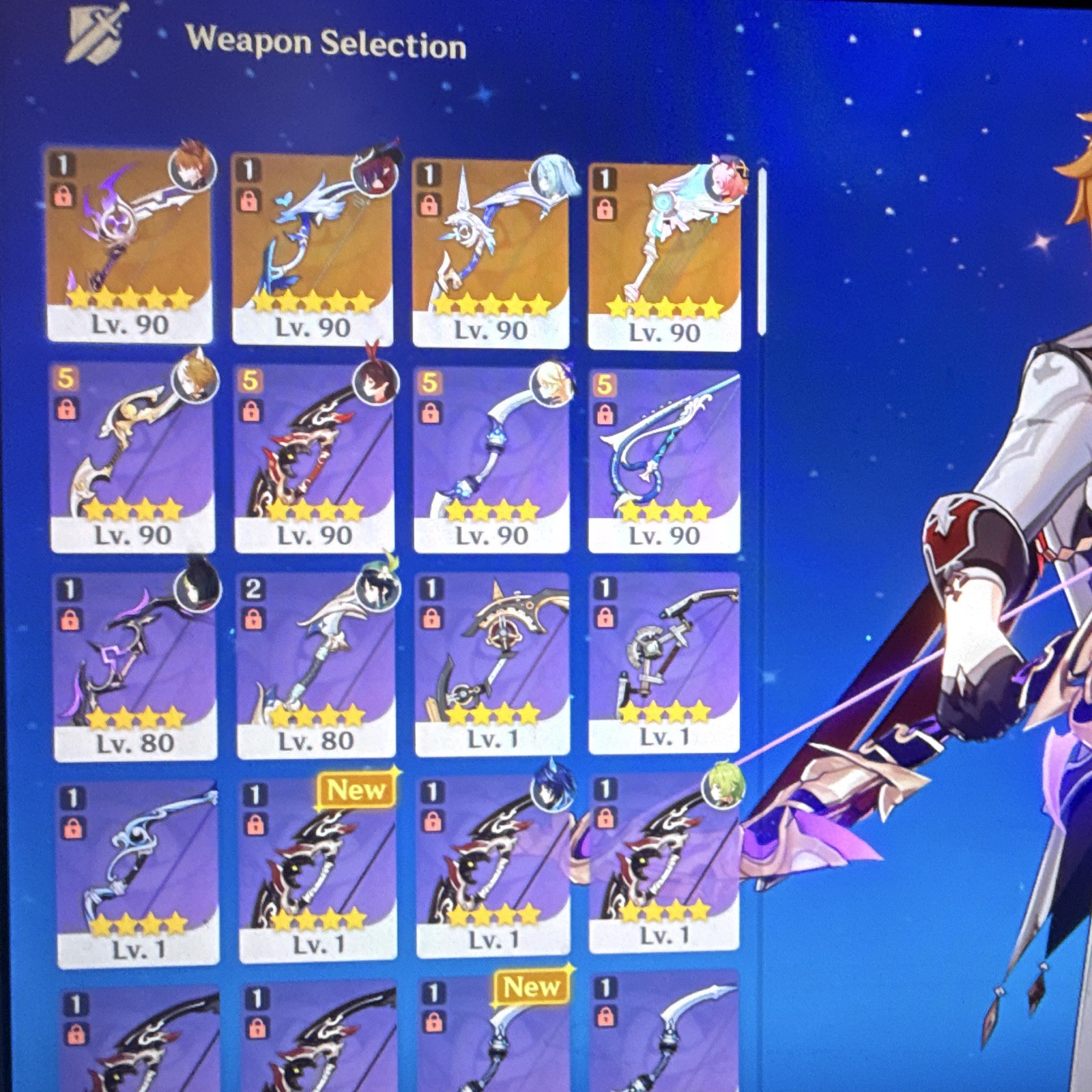 Genshin Impact AR. 60 Game Account - Multiple 5-Star Characters & Weapons
