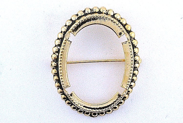 30x22 30mm x 22MM CABOCHON GEMSTONE GOLD COLOR PIN BROOCH MOUNTING CF280/41223