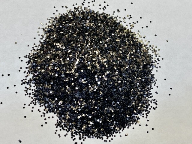"Midnight" Black Glitter Medium Hexagon Cut