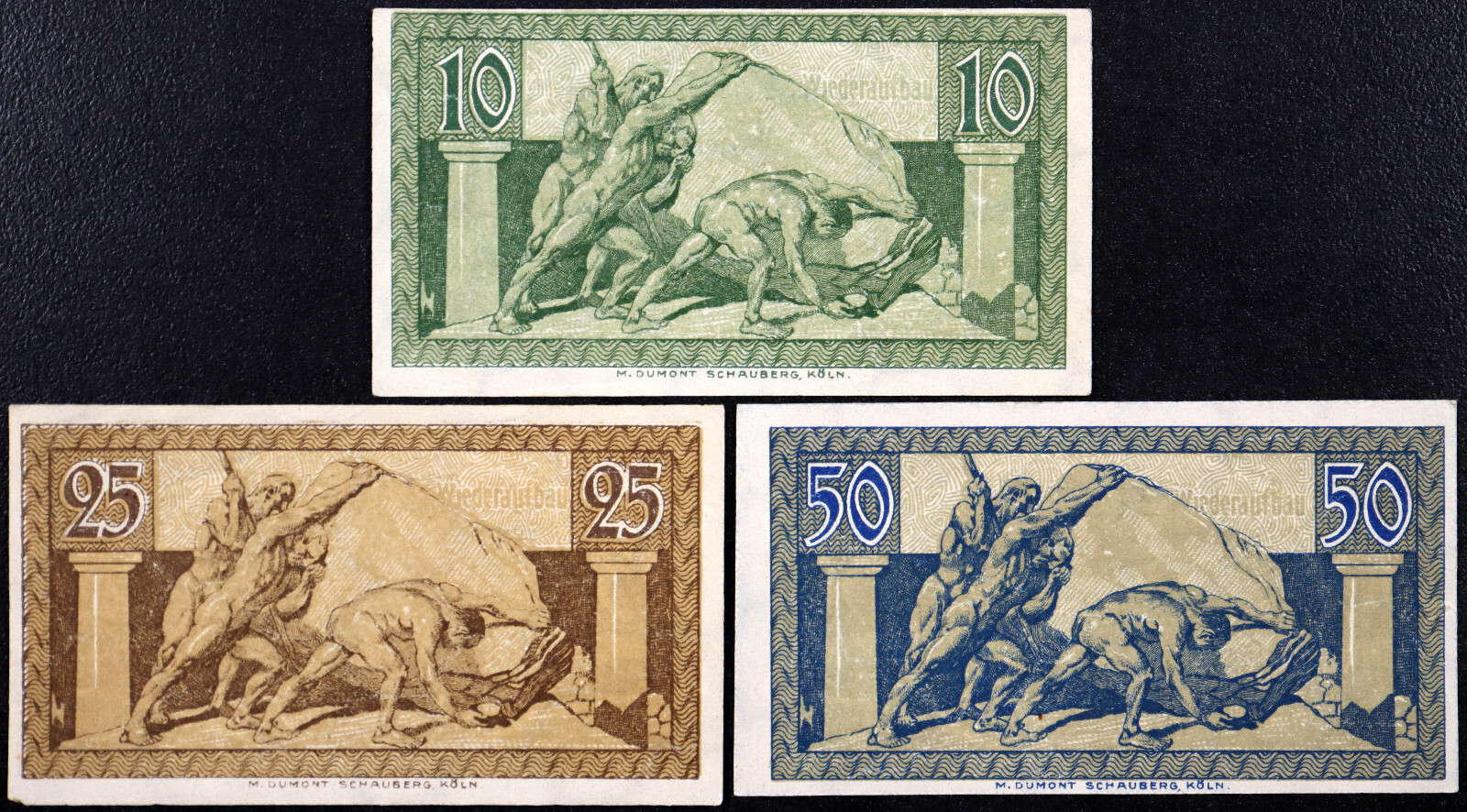 BONN 1920 "Nude Men Pushing a Boulder" Complete Set German Notgeld