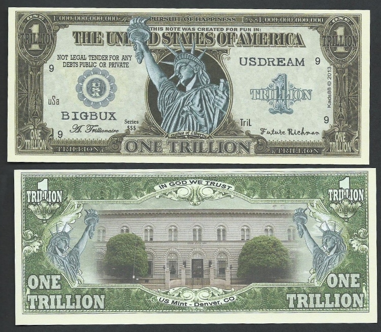 Lot of 500 BILLS- STATUE OF LIBERTY TRILLION w DENVER MINT NOVELTY BILL