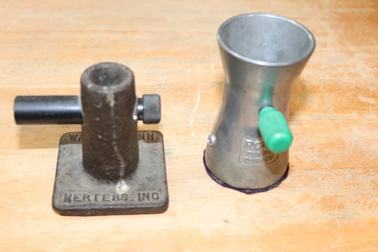 2 Powder Tricklers Vintage Herters Reloading Powder Trickler & RCBS Trickler