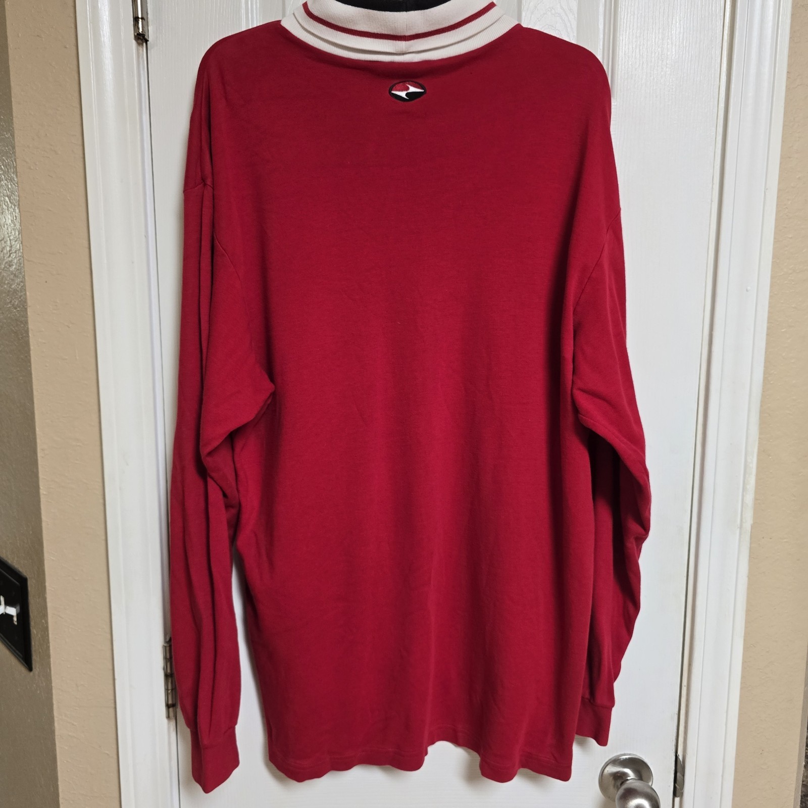 NIKE Size Large RED TURTLENECK 100% COTTON LONG SLEEVE PULLOVER TOP