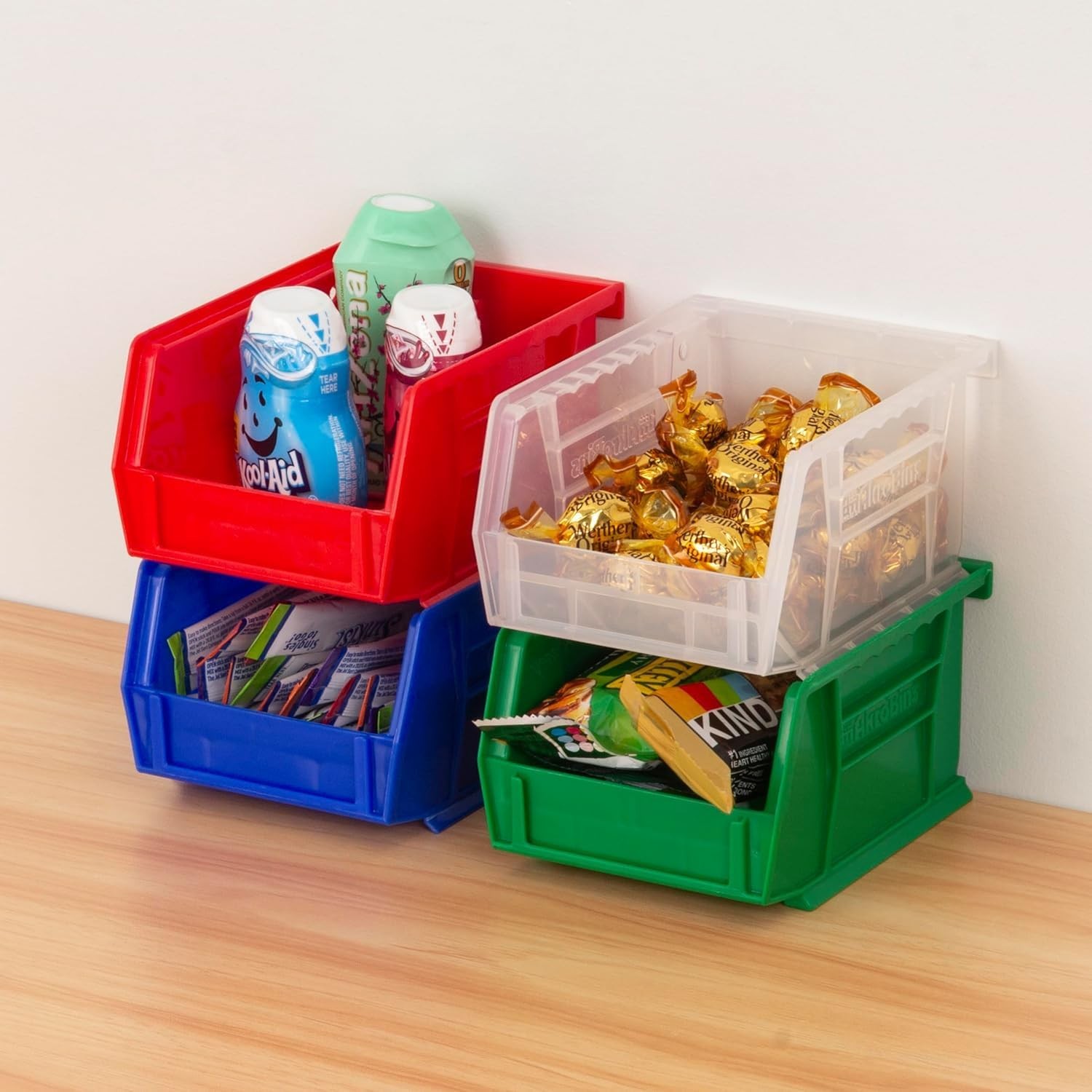 Plastic Storage Bins, Space-Saving Stackable Bins for Garage, Pantry