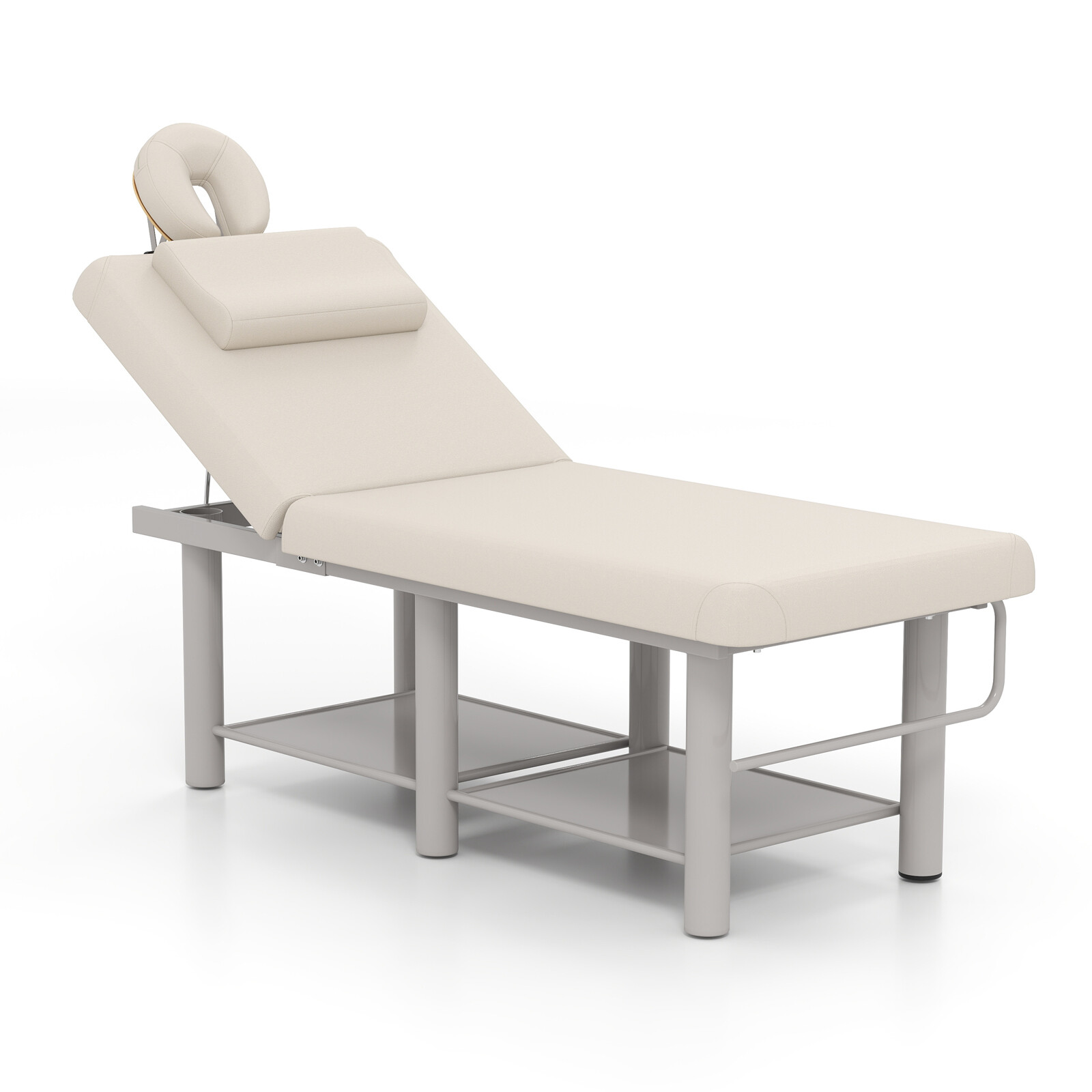 Adjustable Stationary Facial Bed Massage Table Beauty with Open-Chest, Headrest