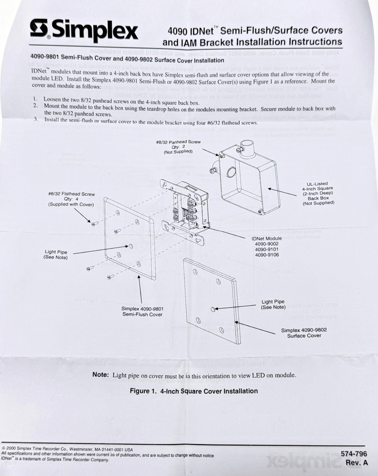 NEW SIMPLEX 4090-9810 Trim Plate Bracket IAM Secure Mounting Solution 0742317