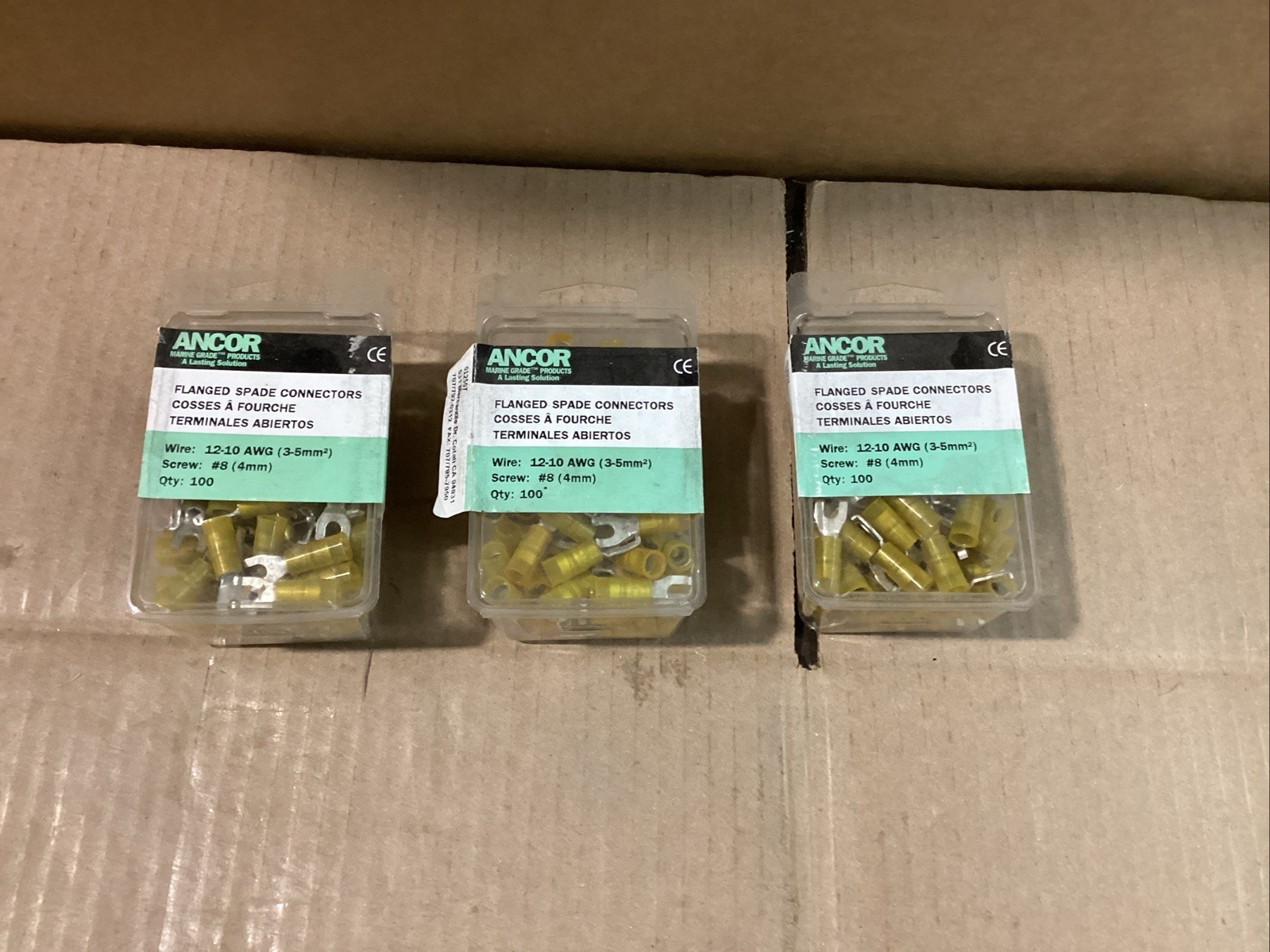 Ancor 220322 Flanged Spade Connectors 3 - 100 Ct Boxes ( New Old Stock )