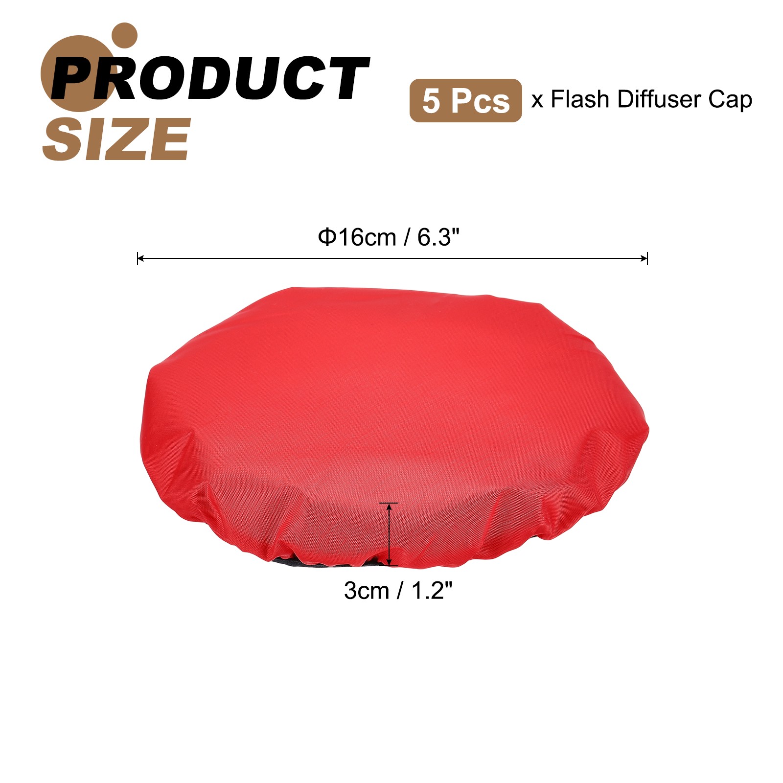 5pcs 6.3" x 6.3" Soft Mini Flash Bounce Diffuser Cap, for Flashlight, Red