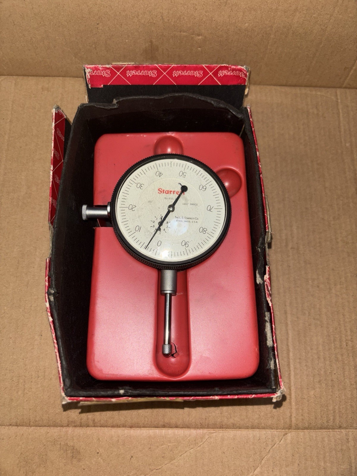 Starrett Dial Indicator, 0-1" Range (P/N: 655-441) Made In Fargo, ND USA Vintage