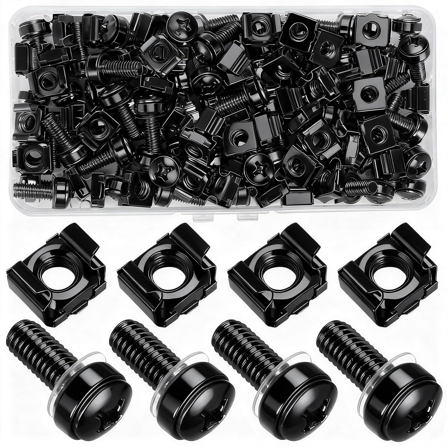 40 Pcs/20 Set Rack Mount Screws and Cage Nuts for Server Rack Cabinet, Black ...