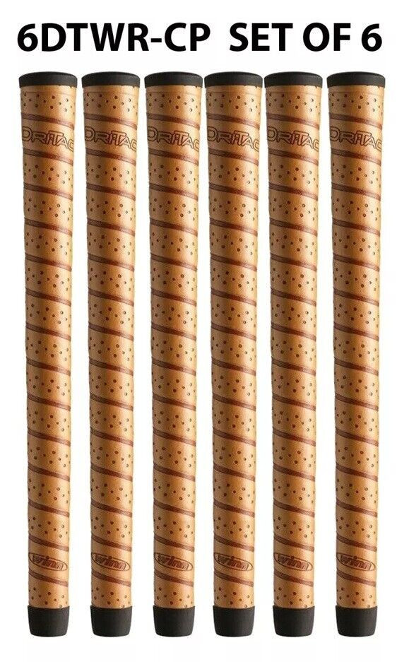 SET of 6 -- Winn MIDSIZE +1/16th Dri-Tac Wrap Grips COPPER 6DTWR-CP