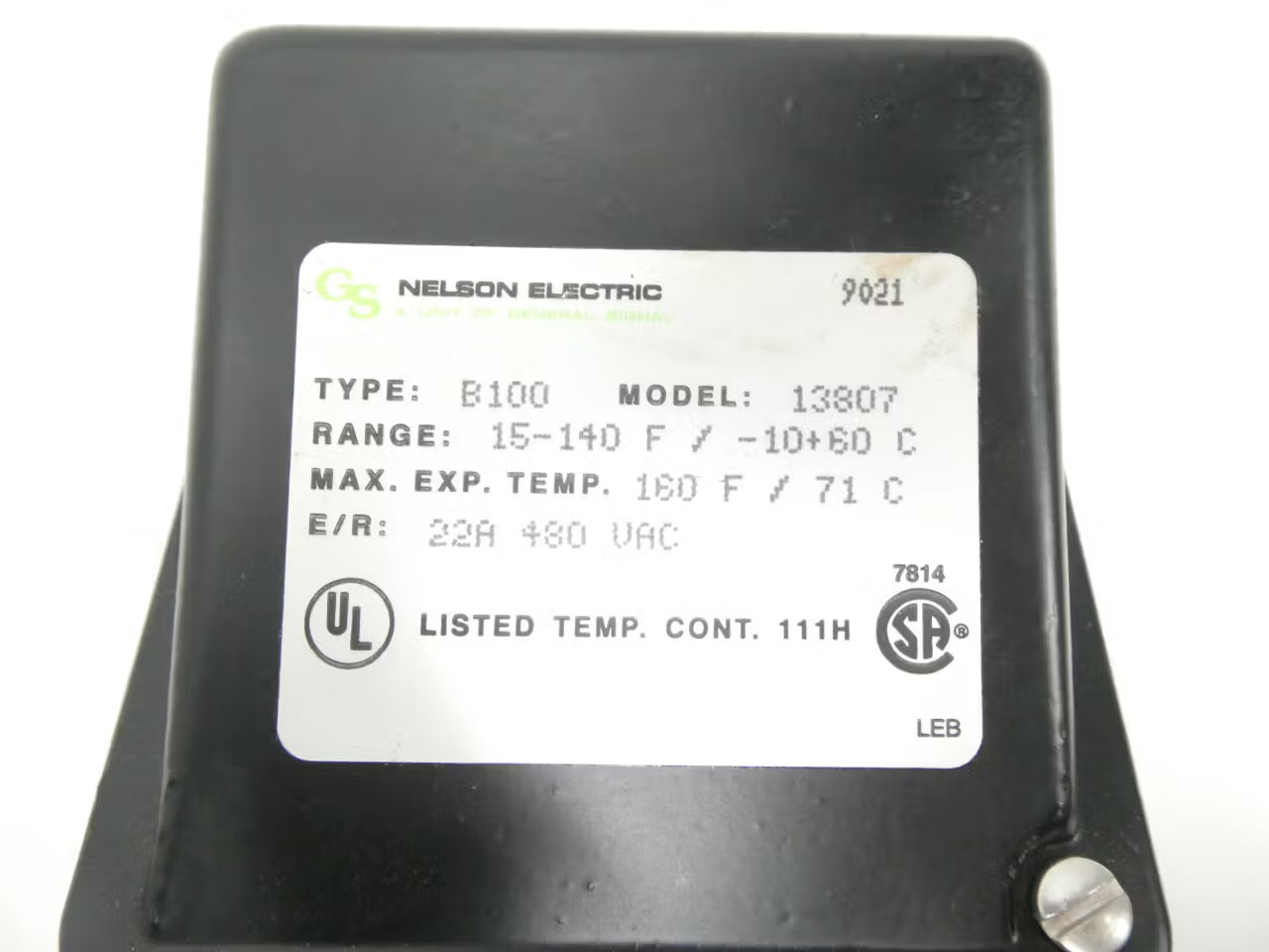 Nelson Electrical B100 13807 Temperature Controller 15-140f 480v-ac