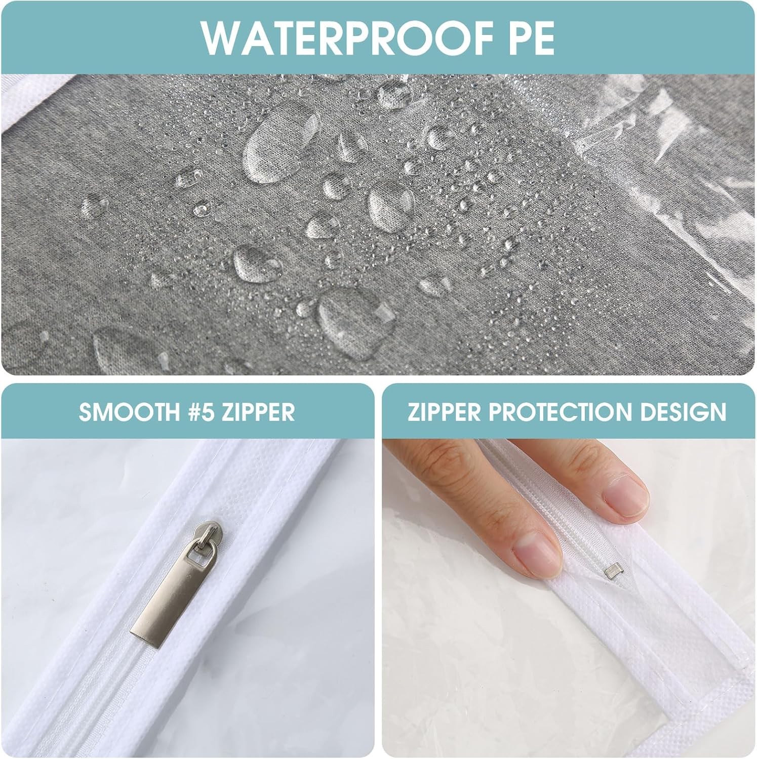 Garment Bags for Hanging Clothes, 6 PCs All 24'' x 40'', Clear - 6 Pack