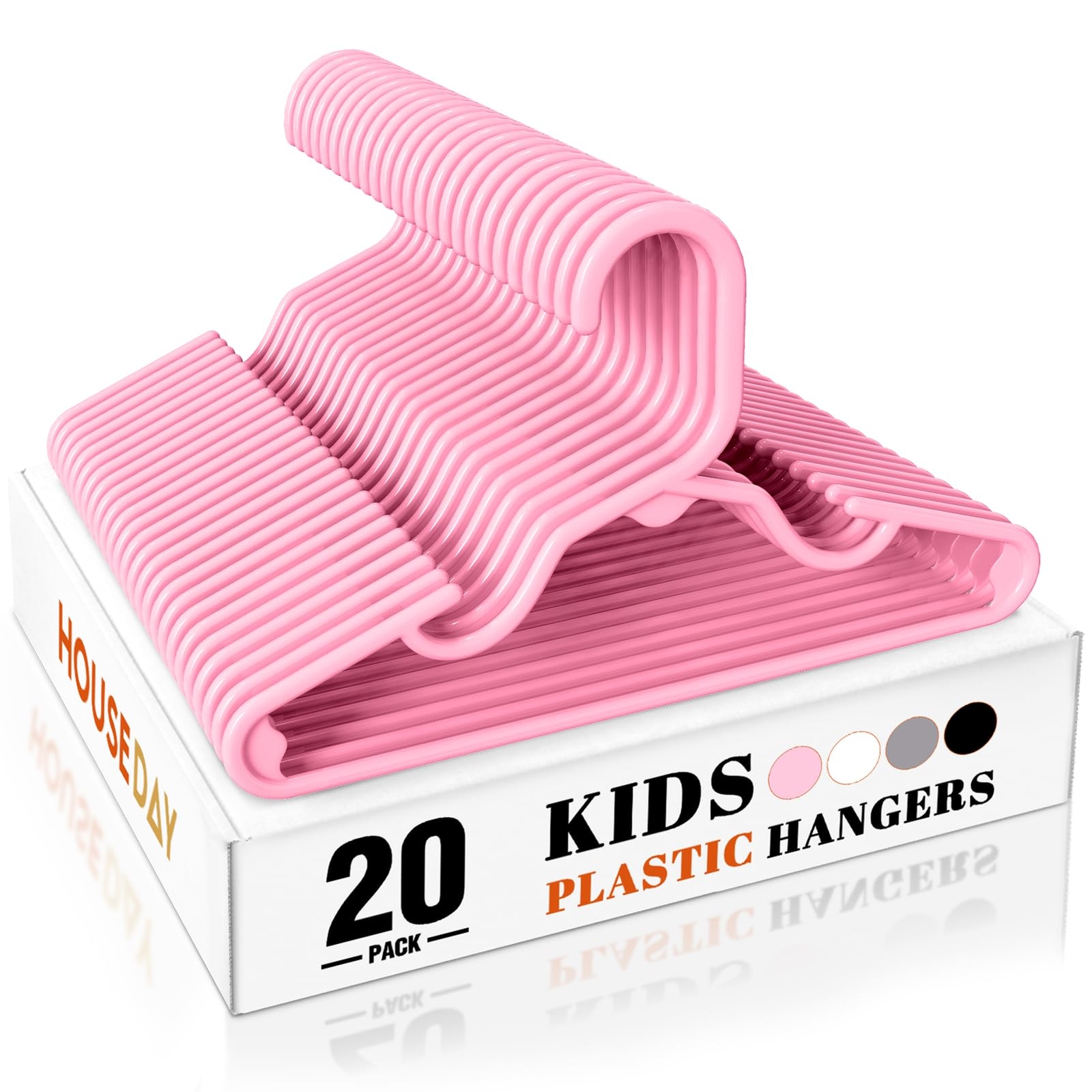 Premium Baby Hangers 20 Pack 11 Inch Kids Plastic Hanger Pink Slim Childrens ...