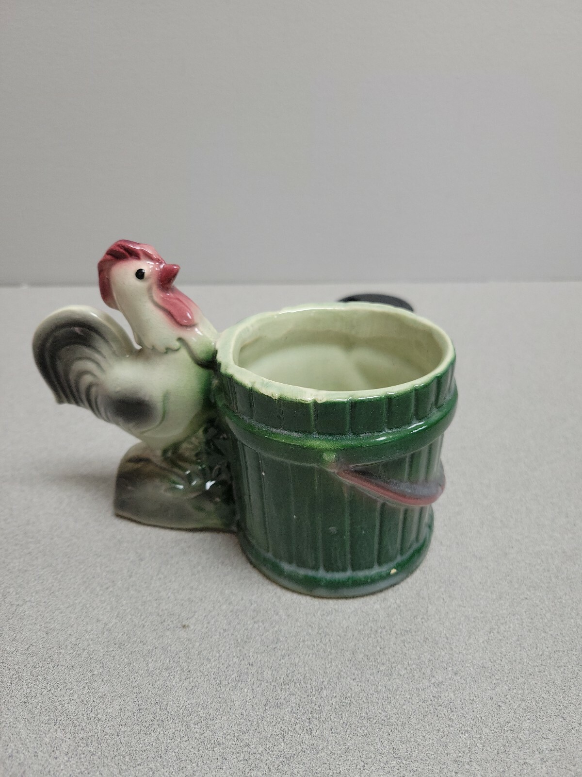 Small Ceramic Rooster with Bucket Planter
