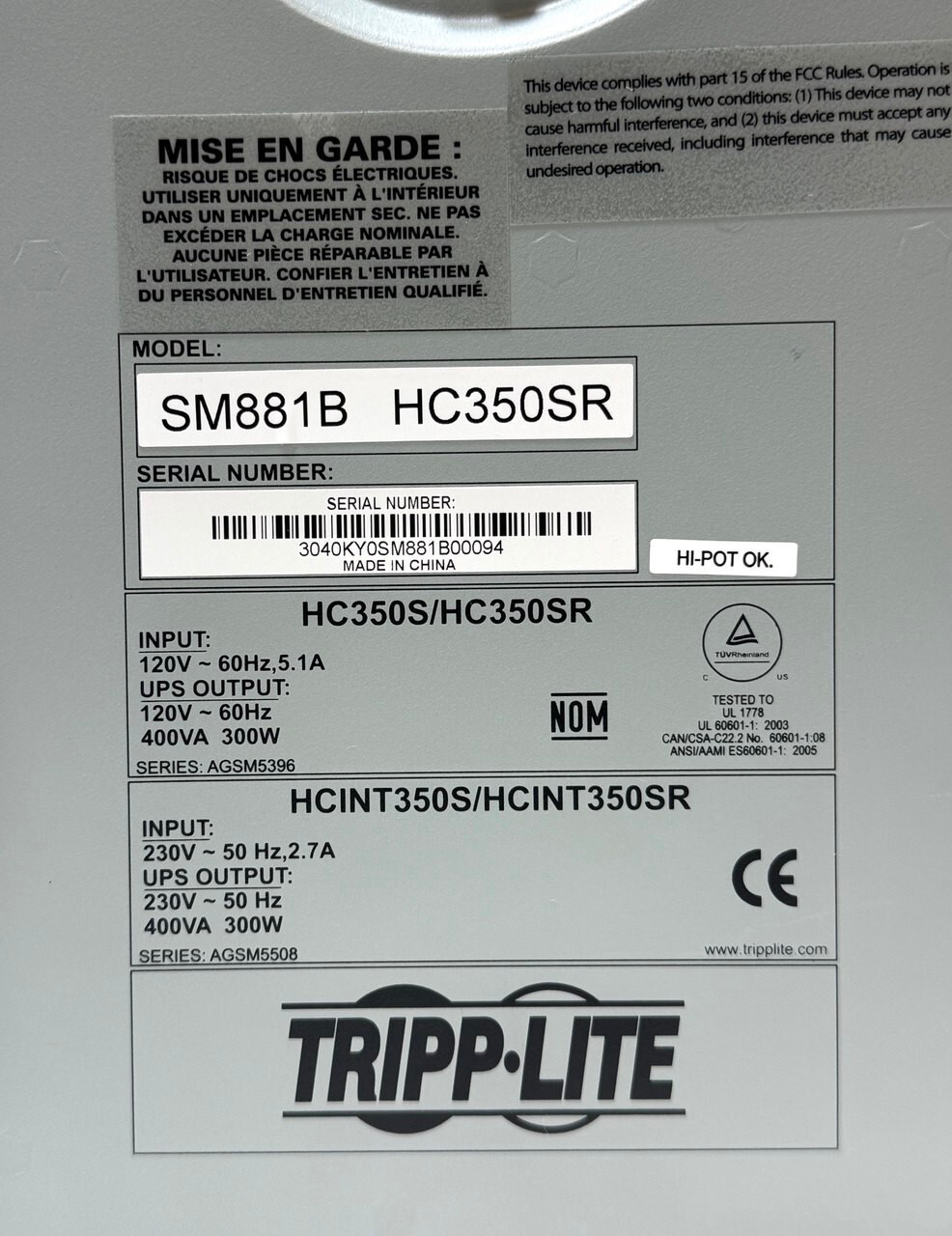 Tripp Lite 350W Power Inverter/Charger for HC350SR w/ Controller & Battery Cable