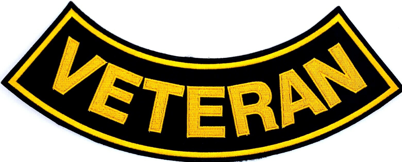 VETERAN MILITARY MOTORCYCLE VEST 11" ROCKER EMBROIDERED PATCH CL-37
