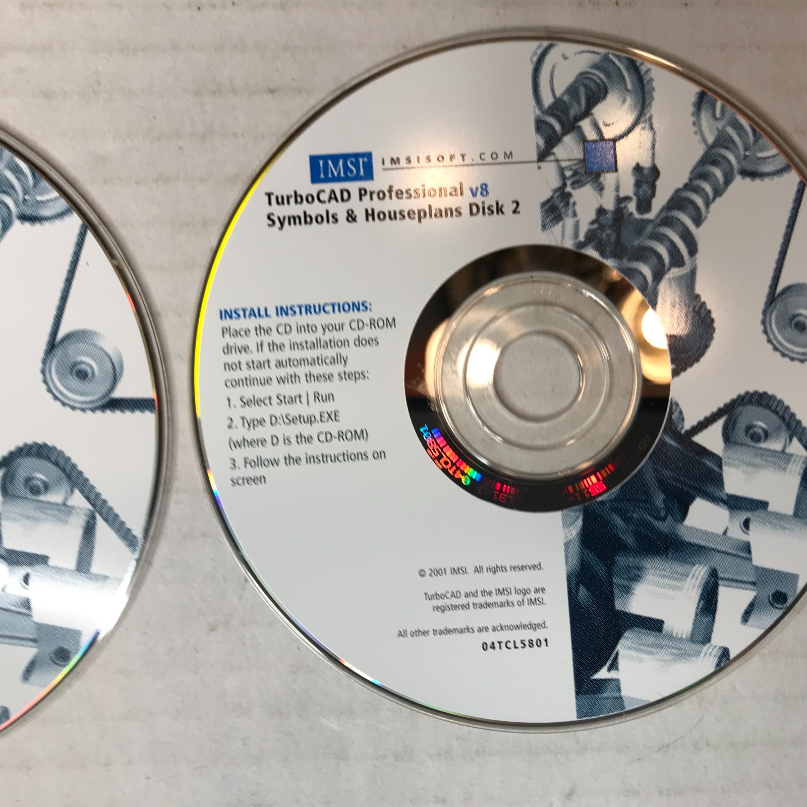 TurboCAD Professional 8 Software CD Disk Set IMSI Design V8 CAD Legacy 2.5D/3D