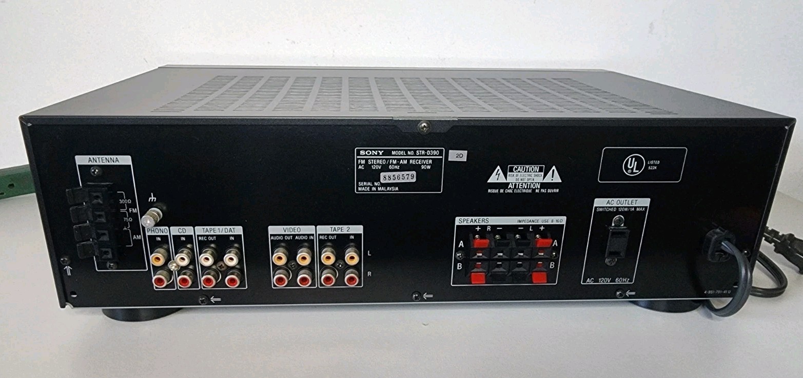 Sony STR-D390 FM-AM Stereo Receiver Audio Video Control Center Bundle w/ Remote