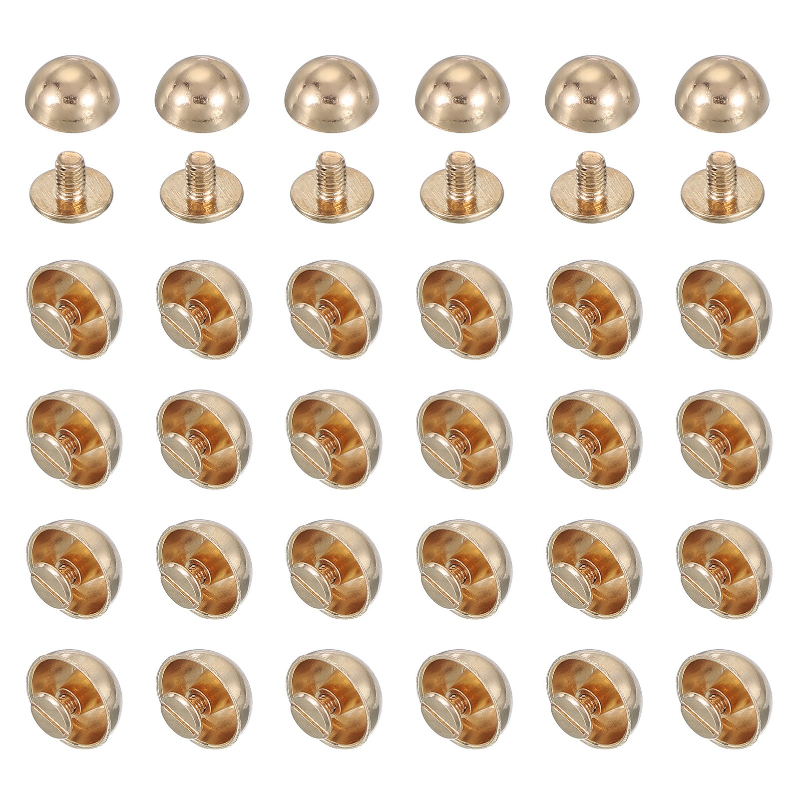 For 9/16\" Dome Studs, 100 Screw Nail Sets, Light Gold