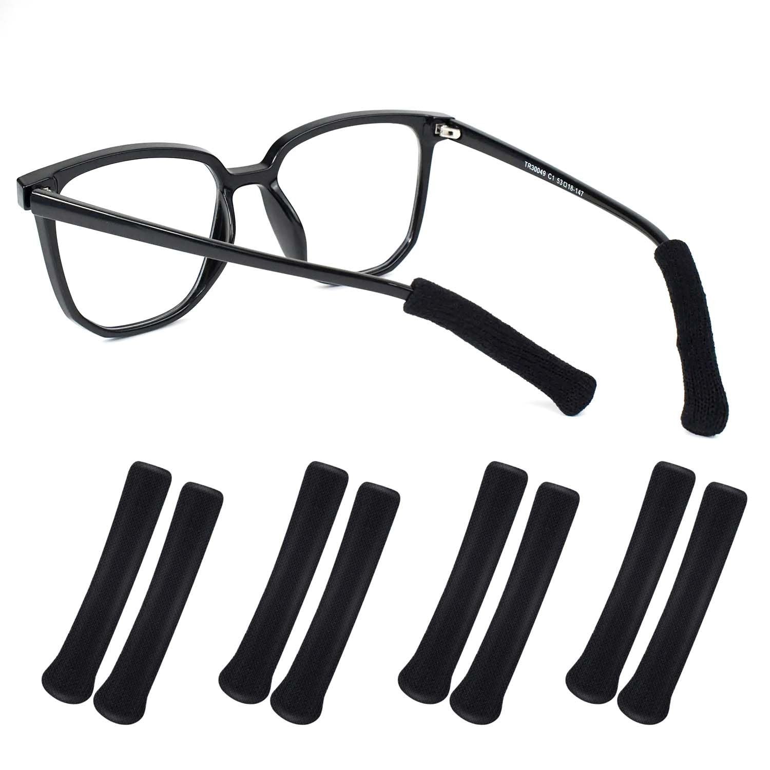 4 Pairs of Soft Knitted Cotton Eyeglass Ear Grippers, Well-Fitting Temple Cus...