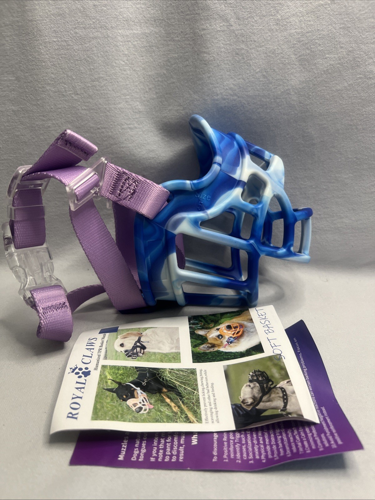 Royal Claws Dog Muzzle Basket Anti Biting Chewing Sturdy Lightweight  Size 5. D6