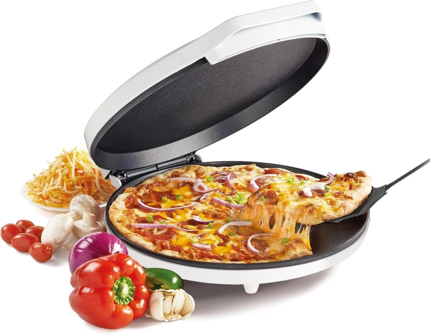 Versatile 12-Inch Nonstick Pizza Maker & Electric Grill - 1440W for Quick Dishes