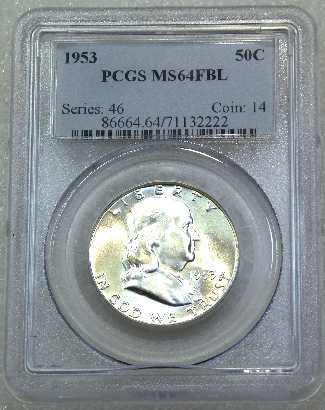 1953 Franklin Half Dollar PCGS MS64FBL Frosty Premium Quality coin #J344