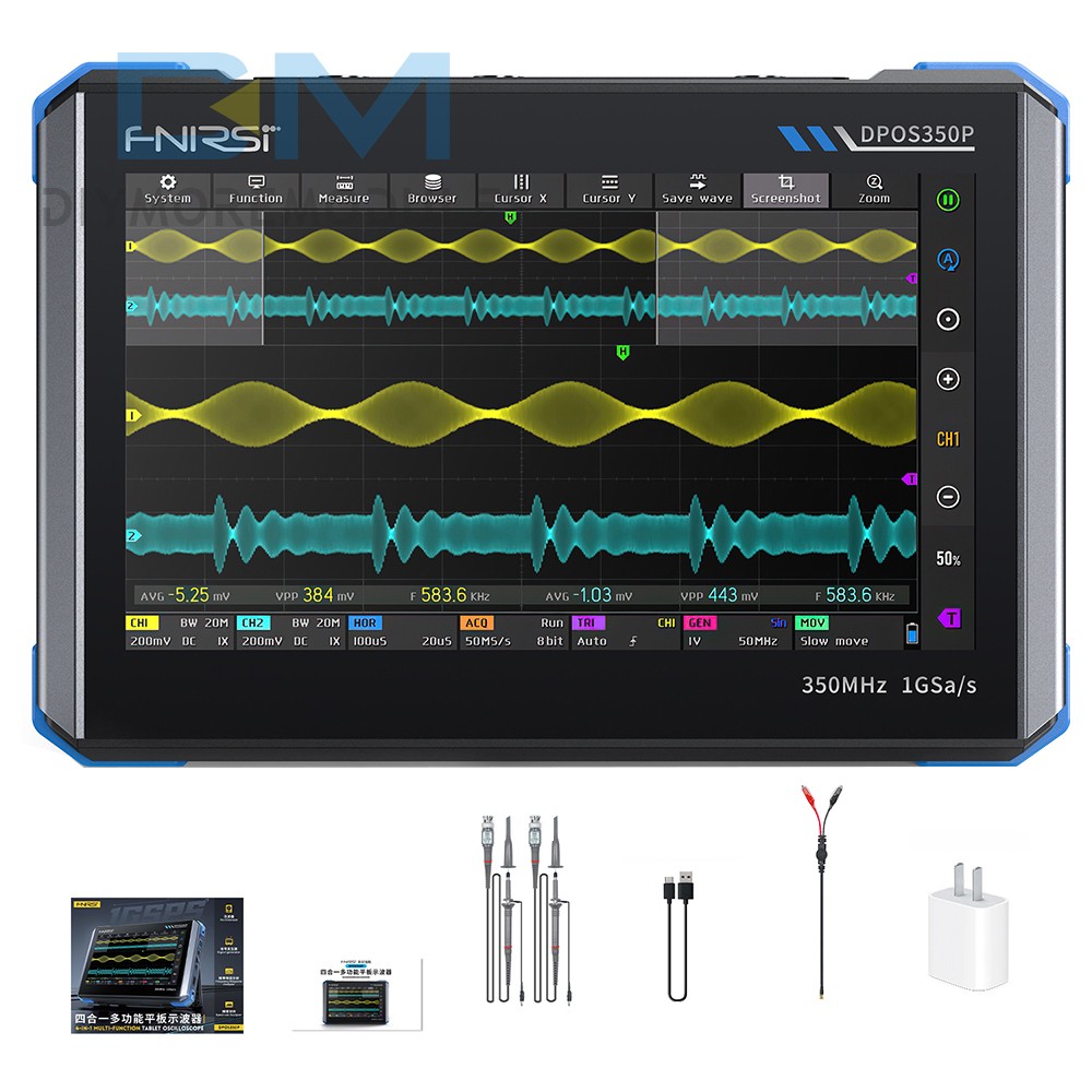 FNIRSI DPOS350P 4-in-1 Digital Oscilloscope Signal Generator Spectrum Analyzer