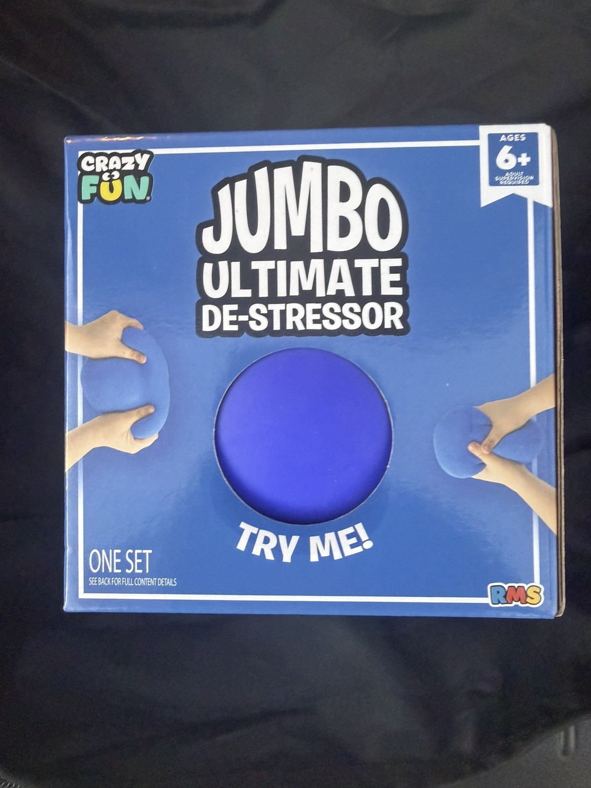 Crazy Fun Jumbo Ultimate De-Stressor Stretchable Squishable Squeeze Ball blue