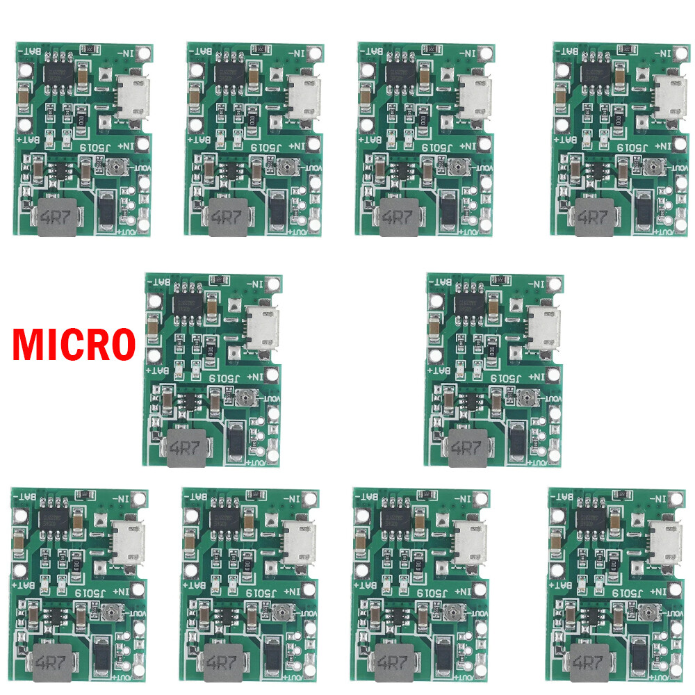 10x 3.7V 9V Micro USB/Type-C 18650 Lithium Battery Charging Board Charger Module