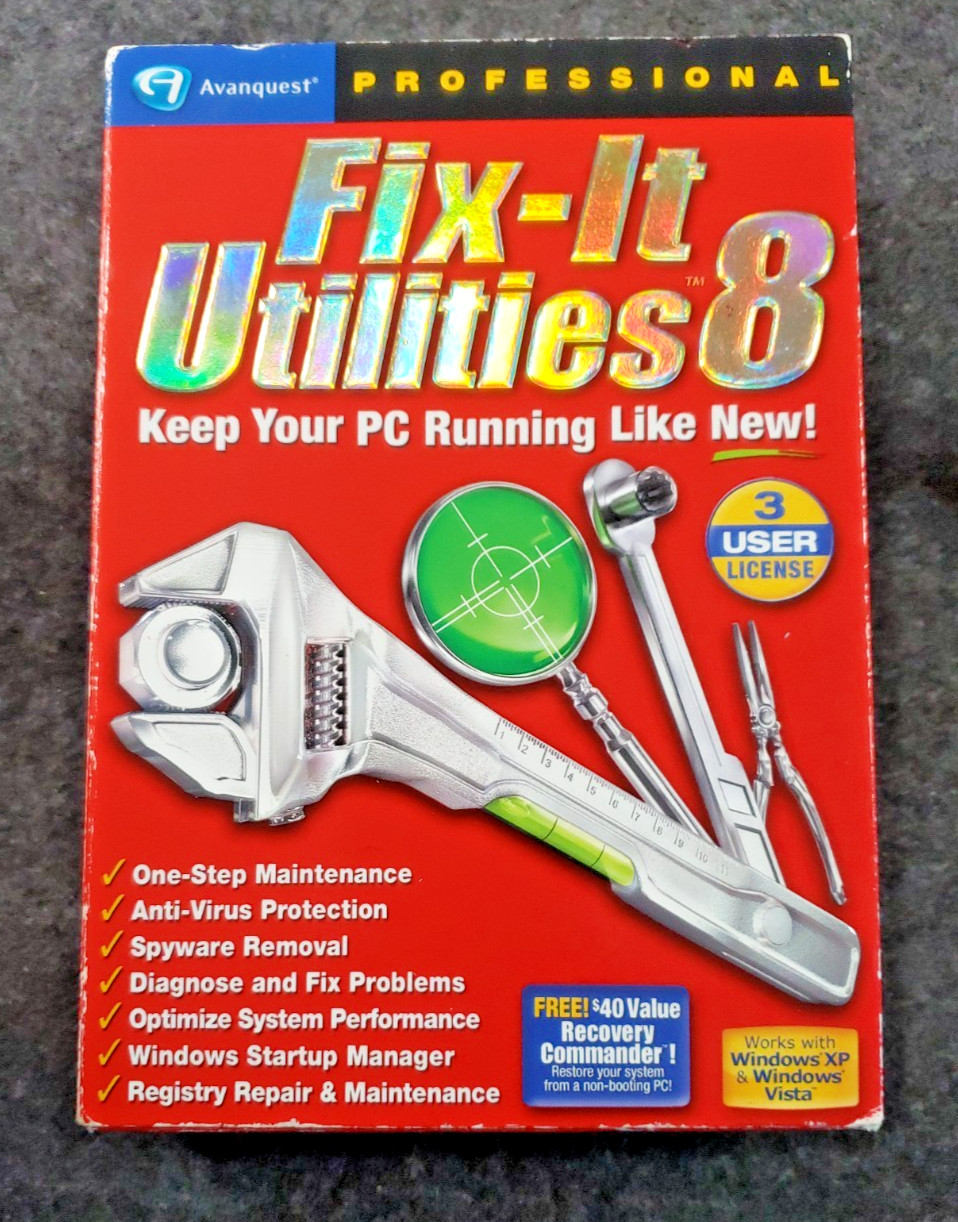 Fix-It Utilities 8 Professional PC Maintenance Win XP & Vista AVANQUEST.(GSLF-S)