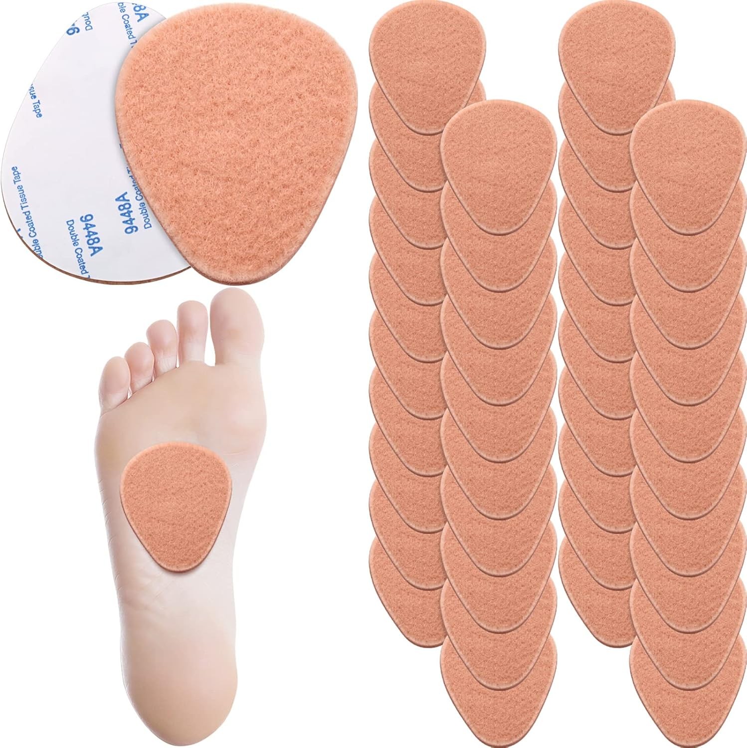 Syhood 40 Pcs Metatarsal Pads Ball of Foot Pain Relief Cushions Skin Color